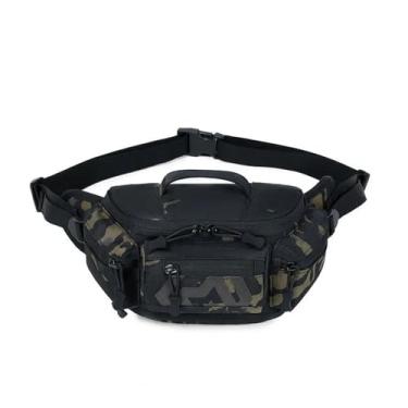 Imagem de FUKUZL Mochila tática para acampamento, ciclismo, esportes ao ar livre, caminhadas, caça, motocicleta, corrida, pesca, trvael, mochila de cintura, Preto Cp, One Size