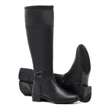Imagem de Bota Feminina Montaria Cano Longo Fivela Detalhada Matelassê-Feminino