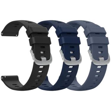 Imagem de Mugust Pulseiras de relógio inteligente GloryFit para smartwatch GloryFit T80 T70 T60 T50 P99 P98, pulseira de silicone de liberação rápida de 22 mm (preto + azul escuro + cinza azul)