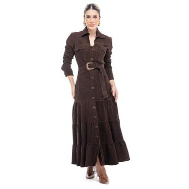 Imagem de Vestido Raffiné Couro Camurça Legítimo Pele Mania - PV2947, Camurça ch