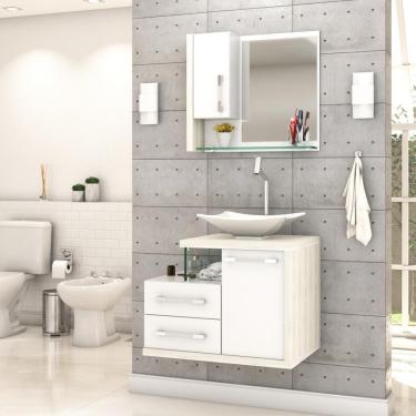 Imagem de Conjunto Balcão C-cuba L38 E Espelheira Legno 650 Branco Chess C-preto ônix Branco Chess C-snow