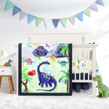 Imagem de DAYEEBALL Conjunto de cama de berço de 4 peças, dinossauro