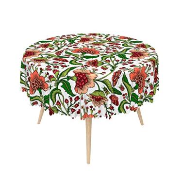 Imagem de SIEDYCV Toalha de mesa redonda com flores Paisley 178 cm, tecido boêmio, paisley, estilo indiano, impermeável, floral, borboleta, reutilizável, capa de mesa para cozinha, tema de festa, decoração de