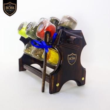 Imagem de Porta Temperos Organizadores Giratório de Madeira 12 potes - Boss Arte