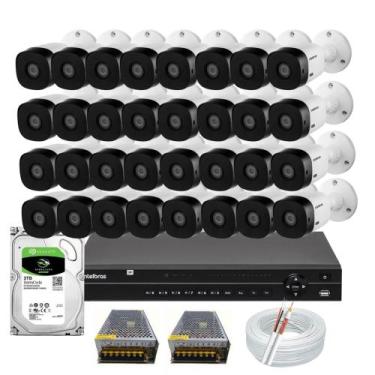 Imagem de Kit 32 Câmeras Intelbras 1120b Dvr 32 Canais Com Hd 3tb Completo