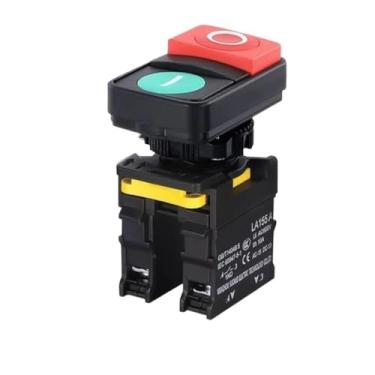 Imagem de CYSUE 1 botão duplo com botão de pressão liga/desliga, parada momentânea com botões de luz 22 mm à prova d'água para painel elétrico Powerboard caixa 10 A (2 sem luz, 24 V)