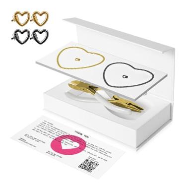 Imagem de HUGOMOVA Kit de pulseiras permanentes para casais – Conjunto de pulseiras Sterling Forever DIY com fecho de coração, presente ideal para Natal, aniversário, dia dos namorados e atividades noturnas