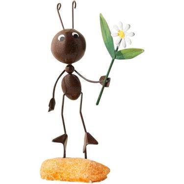 Imagem de Ornamentos de modelo formiga pequena em estilo pastoral Decoração artesanal ferro criativa para sala estar estudo janela jardim Presente segurando flo