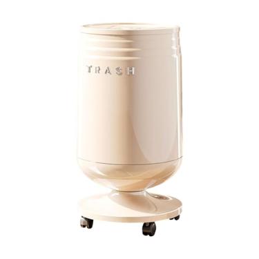 Imagem de MotiveTech Lixeira com Rodas Articulada, Recipiente para Lixo, Lata de Lixo para Apartamento/residência Estudantil, Branco, L