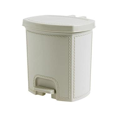 Imagem de pcagfaajmh Banheiro pequeno lata de lixo com tampa lixeira retangular para banheiro, quarto, escritório (cor: cinza) (bege)