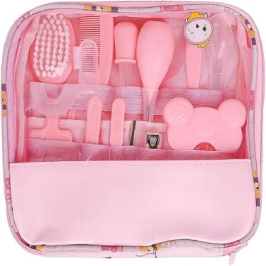 Imagem de Kit de Higiene e Cuidados para Bebê 13 em 1, Rosa, com Tesoura, Pente, Termômetro Digital, Cortador de Unhas, Lixa, Bolsa Organizadora, Livre de BPA (Rosa)