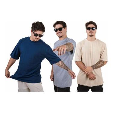 Imagem de Kit 3 Camisa Camiseta Lisa 30.1 Oversize Streetwear Rap Trap Original 