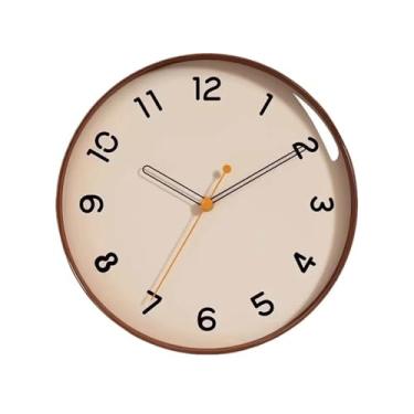 Imagem de KEG801302 Relógio para casa sala de estar marrom relógio de quarto, relógio de quartzo silencioso e simples montado na parede, adequado para sala de estar e quarto relógio de parede (marrom, 25,4 cm)