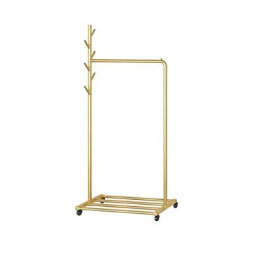 Imagem de Cabide Hallway Home para o chão para uso interno simples cabideiro de secagem de haste única dourado preto suporte de chapéu (dourado, médio)