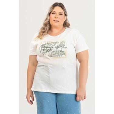 Imagem de T-shirt Feminina Plus Size em Malha Algodão c/ Estampa "MAGNIFIQUE" - 