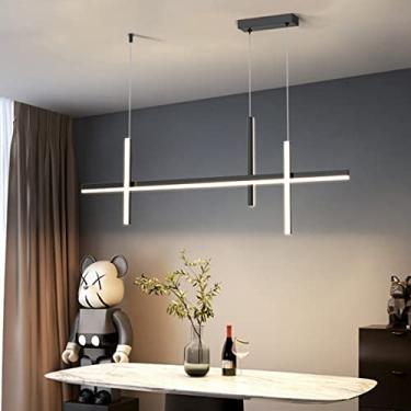 Imagem de Luminária pendente LED para mesa de jantar, com intensidade regulável, design criativo, moderna para cozinha, luminária de teto, para mesa de jantar ou cozinha (preta, 100 cm de comprimento)