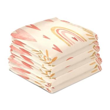 Imagem de Wassud Rainbows Sunburst Toalhas de prato de cozinha pacote com 6 panos de prato macios com laço para pendurar toalha de mão super absorvente de secagem rápida toalhas de chá de mesa decorativas 71 x