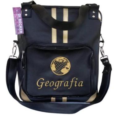 Imagem de Bolsa Feminina Preta Personalizada Geografia - Di Becker Bolsas