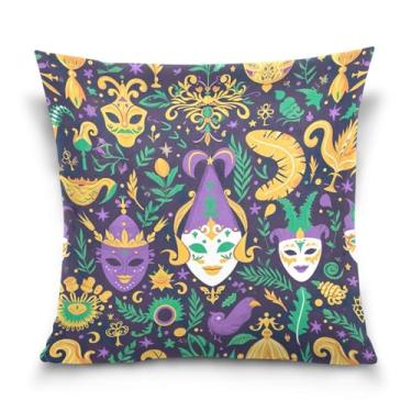 Imagem de ATTX Capas de almofada com padrão de máscaras de carnaval 50 x 50 cm capas decorativas com zíper para sala de estar sofá-cama (28)