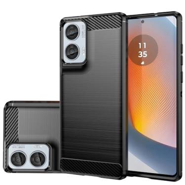 Imagem de Gufuwo Capa para Motorola Edge 50 Fusion/Moto G85/para Motorola S50 Neo, Capa de telefone fina de fibra de carbono TPU capa protetora antiarranhões à prova de choque para Motorola Moto G85 5G preta