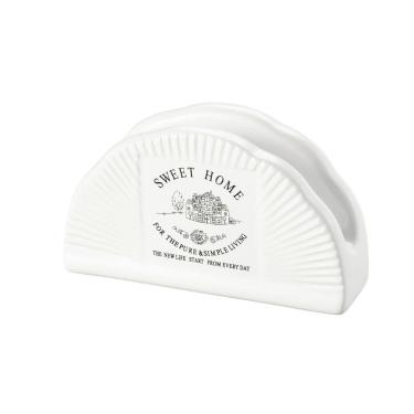 Imagem de Porta Guardanapos de Cerâmica Sweet Home Lines Branco 7,5x13cm Lyor