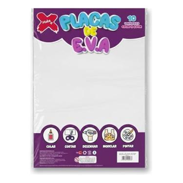 Imagem de Placas de EVA Liso Branco, 40x60cm, Material Artesanato Escolar, Pacote com 10 Folhas