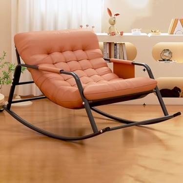 Imagem de Cadeira de balanço ajustável, cadeiras de balanço de metal com encosto alto, balancim dobrável com encosto alto, bolso lateral, portátil, dobrável, cadeiras de balanço modernas para sala de estar