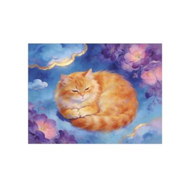 Imagem de Arte de parede animal impressões em tela - gato dormindo - pintura moderna decoração - imagens para quarto de crianças escritório 60 x 80 cm 24 x 31 polegadas sem moldura