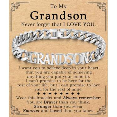 Imagem de Pulseira masculina para meninos adolescentes para papai, tio, marido, pai, filho, marido, sobrinho, neto irmão, 9 mm, pulseira de corrente cubana de aço inoxidável de 9 mm, joias para Dia dos