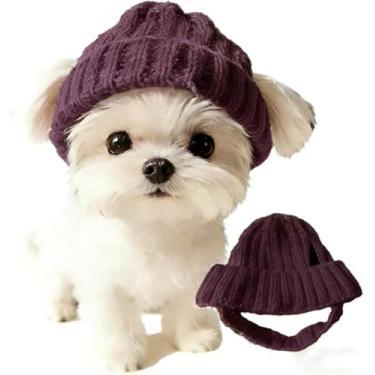 Imagem de Gorro de tricô para cães com abas de orelha, gorro quente para cães, chapéu de inverno, envoltório de malha para animais de estimação, chapéu aconchegante para animais de estimação, roupas de festa