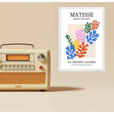 Imagem de Quadro Poster Arte Matisse Corais Coloridos 45X34Cm - Vidro