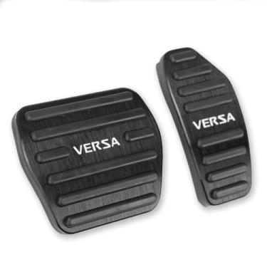 Imagem de LEXLEY 2 peças de pedal de freio a gás de alumínio antiderrapantes, capas de pedal de acelerador automático sem perfuração apenas para Nissan 2020-2025 Versa-Preto