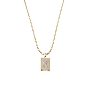 Imagem de Cordão 50Cm Masculino Feminino Pingente Letra X Banhado Ouro