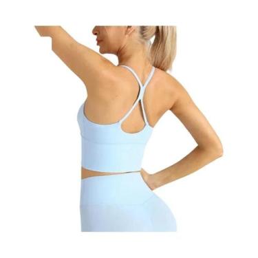 Imagem de Top Esportivo Feminino Sexy Com Costas Cruzadas Em Cor Sólida Para Yog