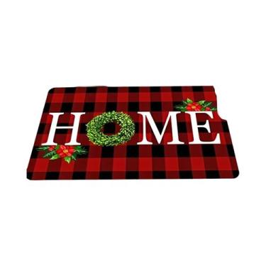 Imagem de Tapete De Boas-Vindas Natalino Com Guirlanda De Azevinho Vermelha E Ve