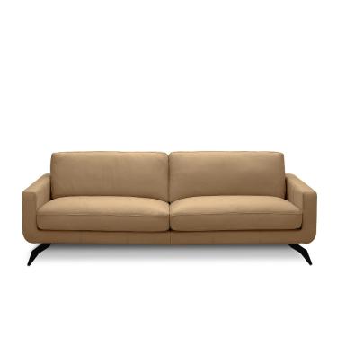 Imagem de Sofá Decorativo Thalia 4 Lugares Sala de estar 270cm Pés em Aço Couro Nude G88 - Gran Belo