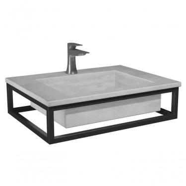 Imagem de Bancada Suspensa Banheiro Ferro Iron Black 60x45cm Concreto