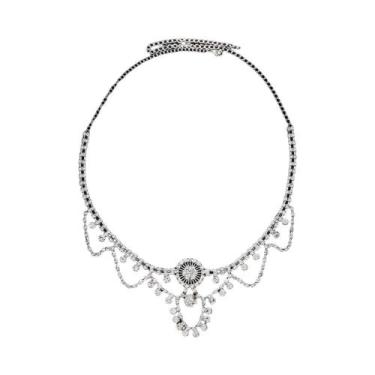 Imagem de Tiara De Casamento Boho Feminina Com Cristais Stonefans, Corrente De T