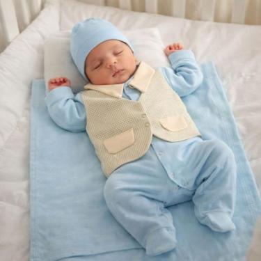 Imagem de Saída Maternidade Menino Kit 05 Peças Roupas Bebê - Kolin Enxoval, Mar