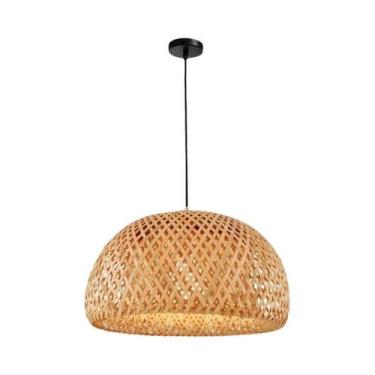 Imagem de Luminária Pendente De Bambu Preto E Branco Feita À Mão, Lustre Retro T