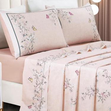 Imagem de Conjunto Lencol Casal Queen Size Marilyn 300 Fios Luxo E - Jm Enxovais