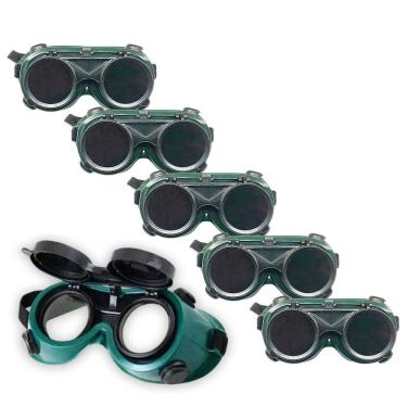 Imagem de Oculos De Solda Kit 5 Uni EPI Mascara De Protecao Articulavel Dupla Lente Equipamento Profissional Soldador Com Filtro