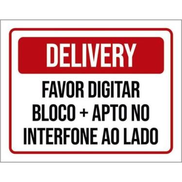 Imagem de Kit 10 Placas Delivery Digitar Bloco Interfone Ao Lado - Sinalizo