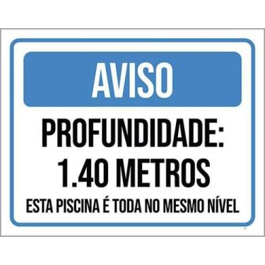Imagem de Kit 10 Placas Aviso Profundidade 1 E 40 Metros Piscina 27X35 - Sinaliz