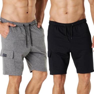 Imagem de Kit 2 Bermudas Cargo Moletinho Premium Academia Treino - Shenus, M, Pr
