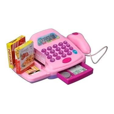 Imagem de Brinquedo Caixa Registradora Acessórios Calculadora Diversão Modelo:rosa