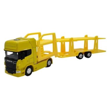 Imagem de Caminhão Scania V8 R730 Cegonha 1:64 Welly Amarelo