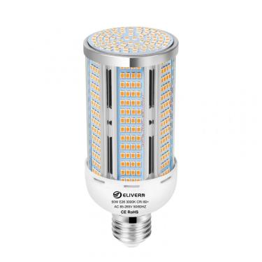 Imagem de Lâmpada de Milho LED 50W - 6000 Lumens - Branco Quente 3000K - Base E26/E27 - Iluminação Brilhante para Casa, Garagem, Jardim
