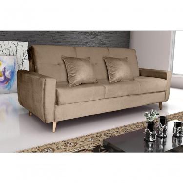 Imagem de Sofá Cama Casal Reclinável Com Baú Pamela - Marrom Claro