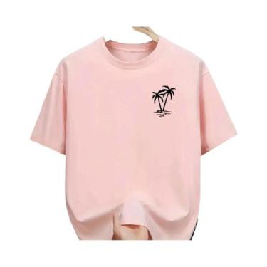 Imagem de Camiseta Masculina De Verão Em Algodão Casual Com Gola Redonda E Manga